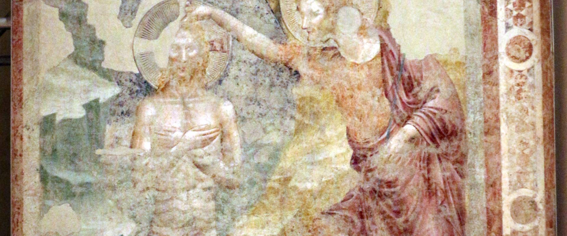 Pietro da rimini e bottega, affreschi dalla chiesa di s. chiara a ravenna, 1310-20 ca., battesimo di cristo 01 foto di Sailko